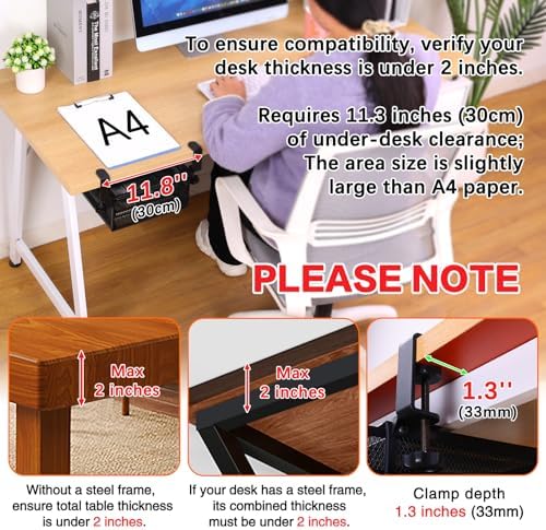 ROSYLINE Under Desk & Desktop Drawer Organizer, 2-Tier Big Capacity