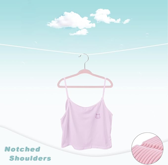 BAGIAL 50 Pack Kids Velvet Hangers 14 Inches Children's Clothes Hangers Non-Slip Baby Hangers for Infant/Toddler (Blush Pink)