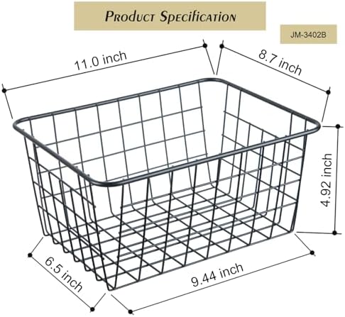 JUNCHU CHERRY Wire Kitchen Storage Basket 4 Packs,Perfect Pantry Organization Accessories Baskets,Laundry Basket,Counter