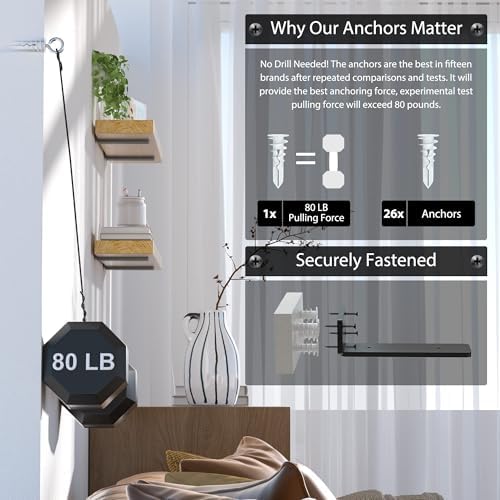 Floating Shelf Brackets 6 Inch 4 Pack, Hidden L Brackets for Shelves Black
