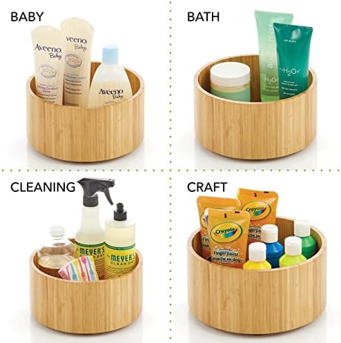 mDesign Lazy Susan Turntable Bamboo Spinner for Kitchen Cabinet, Pantry, Fridge, Cupboards, or Counter, Fully Rotating O
