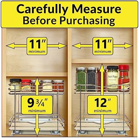 LYNK PROFESSIONAL® Pull Out Spice Organization for Cabinets - 10-3/8 inch Wide – Spice Rack for Inside Cabinets, Slide O