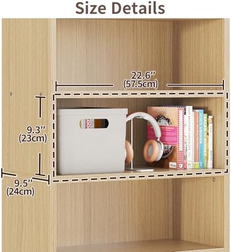 ALISENED 5-Tier Bookcase, Open Bookshelves and Bookcases with Storage Shelves, Floor Standing Unit, Display Storage Shel