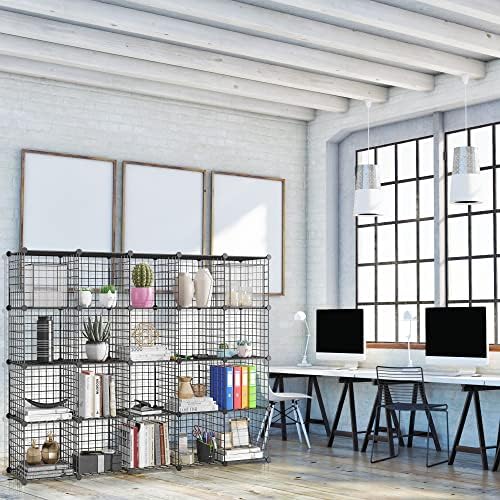 Wire Storage Cubes, Metal Storage Shelves Bookshelf, Stackable Modular Closet Organizer for Bedroom Living Room, Office,