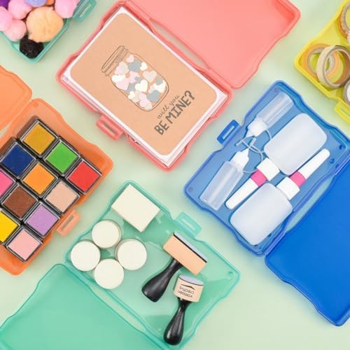 Vaessen Creative Transparent Carry Case with Lid and 16 Colourful Containers, for Cutting Dies, Photos and Other Craft S