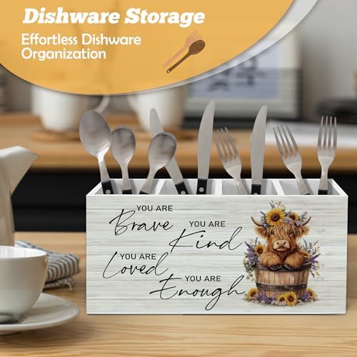 Inspirational Highland Cow Pen Holder Organizer for Desk Accessories