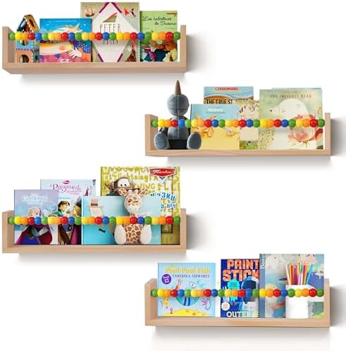 Nursery Book Shelves Wall Mounted Set of 4,Floating Book Shelves for Wall,Nursery Shelves for Bookshelf Wall,Kids Booksh