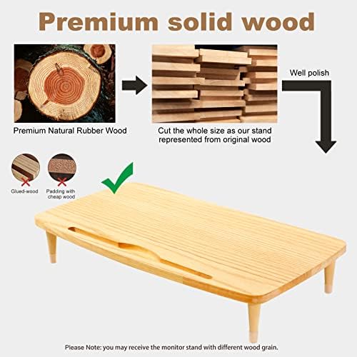 Wooden Monitor Stand Riser for Computer Monitor – A Sturdy Computer Stand to Elevate Your Screen and Reduce Eye Strain a
