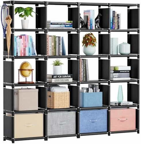 Mavivegue Book Shelf Cube Storage Organizer 20 Cubes DIY Metal Bookshelf