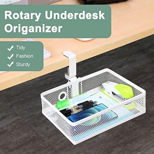 ROSYLINE Under Desk Storage Basket Hanging Drawer Tray, Clamp On Organizer