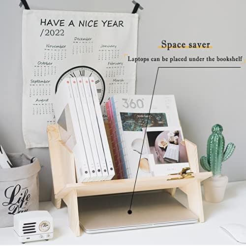 Wood Bookcase in Living Room/Home/Office, Desktop Book Shelf Organizer Bookshelves Storage Rack for CDs/Magazine/Books D