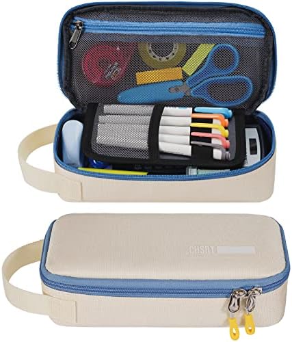ECHSRT Large Pencil Case, Aesthetic Pen Pouch with Big Capacity, Minimalist Portable Stationery Bag with Handle for Office Organizer Aesthetic Pencil Cases