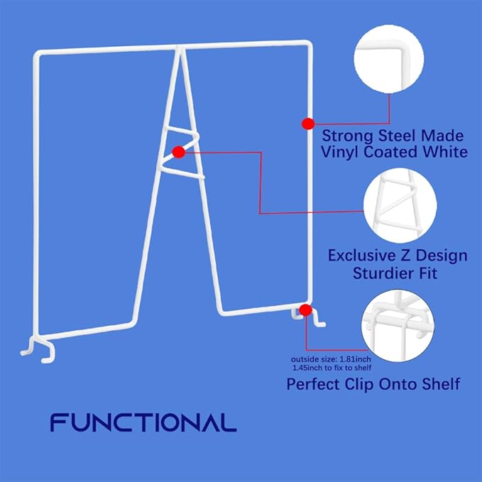 Wire Shelf Dividers - White Closet Organization & Storage Organizer - No Tool Shelf Divider for Wire Shelves - Metal Shelf Accessories – for 12“ Deep Wire Shelves – Tall 12” Height – 12 Pack