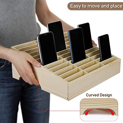 36-Grid Wooden Cell Phone Holder Desktop Organizer
