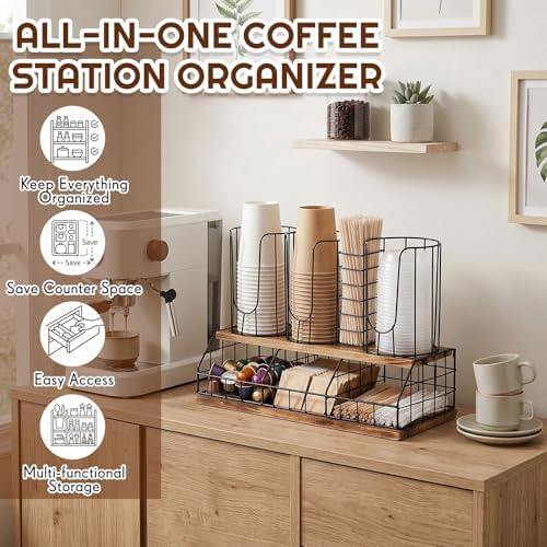 Geelin 18oz Adjustable Coffee Cup Dispenser with Wooden Base
