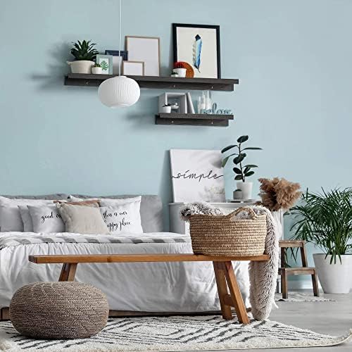 Icona Bay 16 Inch Floating Shelves for Wall - Set of 3 in Ebony Black - Modern Rustic Style - Wall Mounted Display Shelv