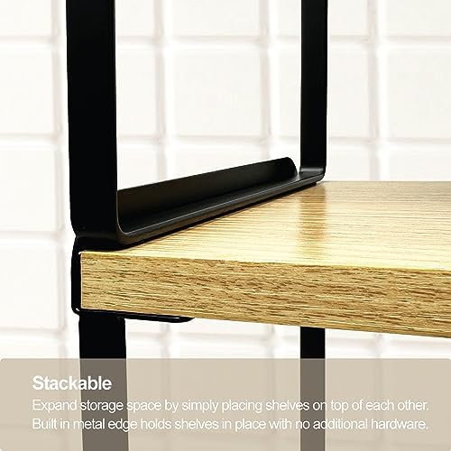 Mitus Stacking Wood Shelf Organizer, Counter Cabinet Storage Rack, 12 inch