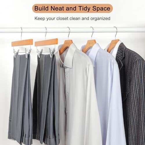 TOPIA HANGER 12 Pack Wooden Hangers for Women, Premium Sweater Hangers No Shoulder Bump, 360° Swivel Hook and Cut Notches Clothes Hangers for Sweater, Coat, Shirts, Hoodies, Dress, Natural CT84N