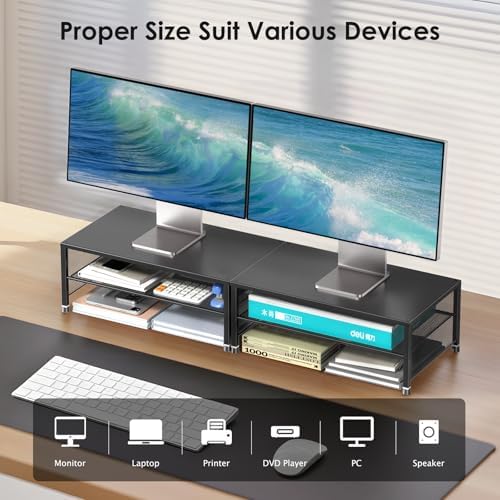 ECOLOVI 2-Tier Computer Monitor Stand Riser, Printer & Laptop Stand, Office Desk Accessories, Workspace Desk Organizer f