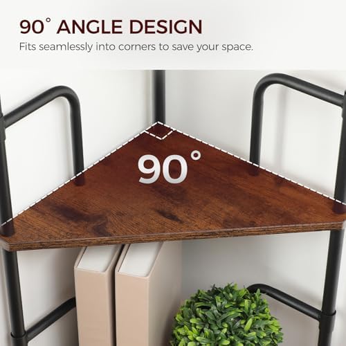MAHANCRIS 5-Tier Corner Shelf, 52.8" Tall Corner Bookshelf with Metal Frame, Narrow Display Shelf Stand, Industrial Corn