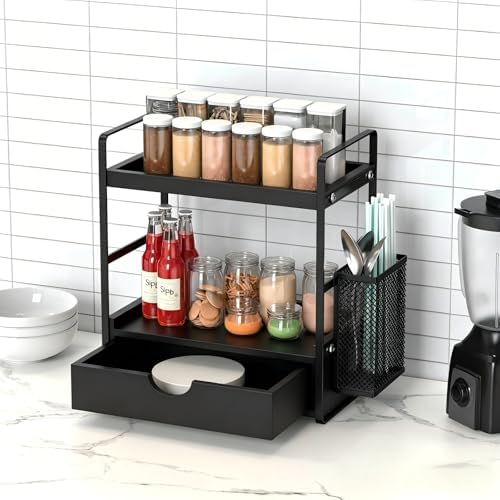 LEMIKKLE Bathroom Counter Organizer with Basket, Bathroom Organizers and Storage,Skincare Organizers for Vanity,Storage 