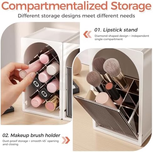 INVSSENE Stackable Makeup Organizer Countertop, Storage Perfume Skincare Cosmetic Lipstick Face Mask Makeup Brush Palett
