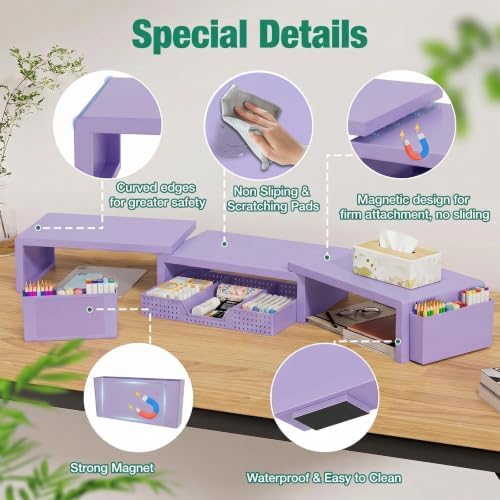OPNICE Desk Organizer and Accessories, Computer Monitor Stand Riser with Drawer and 2 Pen Holders, Laptop Stand, Office 
