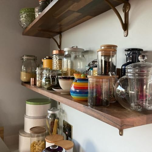 STYLENT Decor Decorative Brass Shelf Bracket, Heavy Duty and Antique Shelf Bracket for Shelving Modern L Shaped Design (