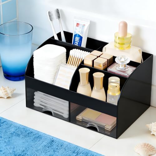 Makeup Organizer with 2 Drawers, Cosmetic Storage for Dresser Vanity and Bathroom Countertop,Make up organization and Sk