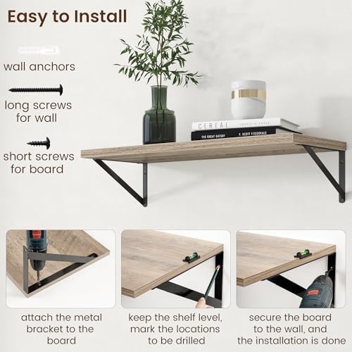 Axeman 12 Inch Deep Grey Floating Shelves 30 Inches Long