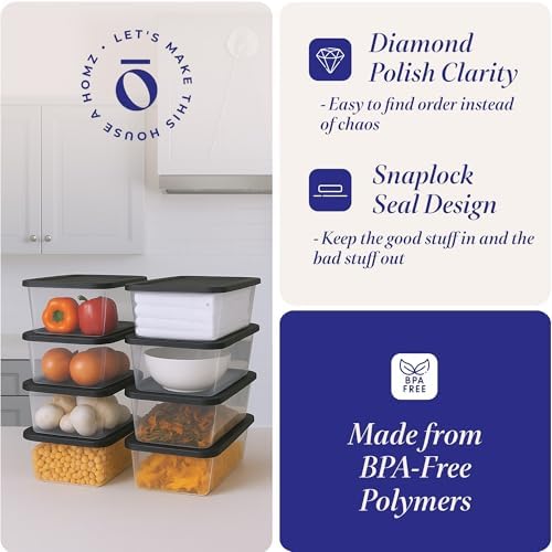 HOMZ Snaplock, Small Clear Plastic Storage Organizer Bins w/Lids, 10 Pack