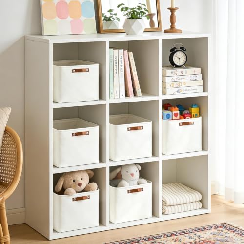 Bagnizer Collapsible Fabric Storage Cubes 11x11 Cube Storage Bins, 4 Pack Closet Baskets Box with Handles for Organizing