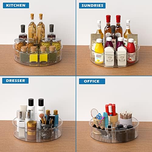 SANNO Round Lazy Susan Rotating Turntable Storage Container Rotating Organizer Spinning Organizer Bins for Kitchen Cabin
