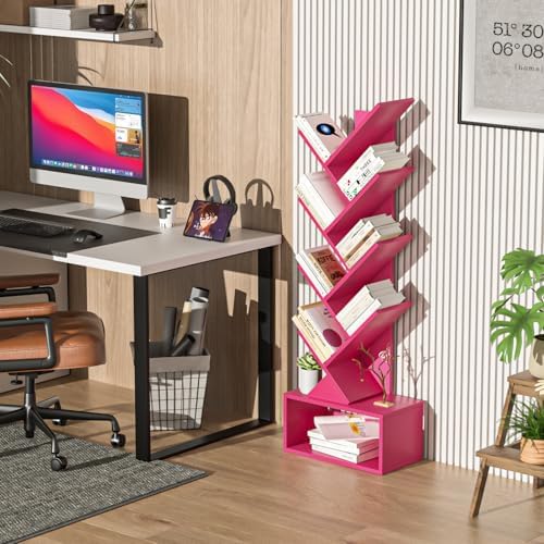 SHEEPAM 9-Tier Tree Bookshelf Floor Standing Narrow Space Storage Bookcase