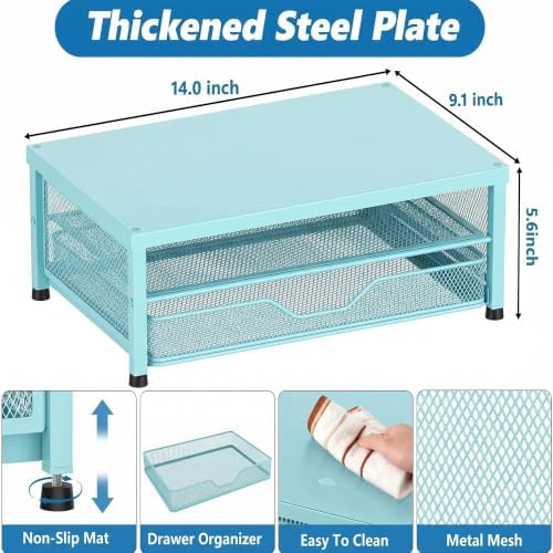 OPNICE Computer Monitor Stand Riser, Desk Organizer with Drawer, Printer & Laptop Stand, Office Desk Accessories & Works