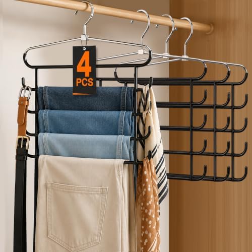 HEYHOUSE Heavy Duty 5-Tier Metal Pant Hangers Space Saving Closet Organizer