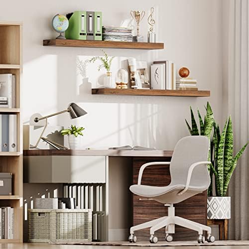 HOOBRO Floating Shelves for Wall, Wall Mounted Shelf Set of 2, 47.2" Hanging Shelf with Invisible Brackets, for Wall Sto