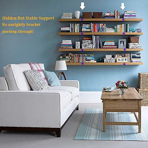 Heavy Duty Floating Shelf Bracket (Set of 6) – Solid Steel Blind Shelf Supports - Hidden Brackets for Floating Wood Shel