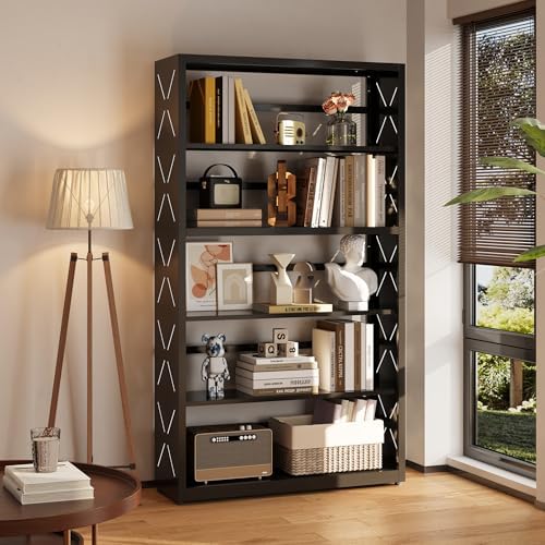 SteeLoong 5 Tier Bookcase,Metal Bookshelf with Adjustable Feet & Shelves