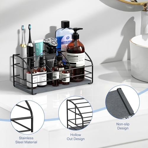 Luxspire 5 Slots Toothbrush Holders with Diatomaceous Earth Tray, Black