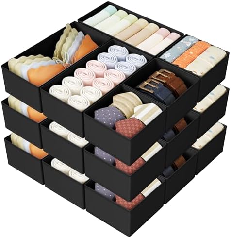 DIMJ Drawer Organizer Clothes Storage - 18 Pack Baby Dresser Organizer for Nursery, Foldable Drawer Dividers for Bedroom