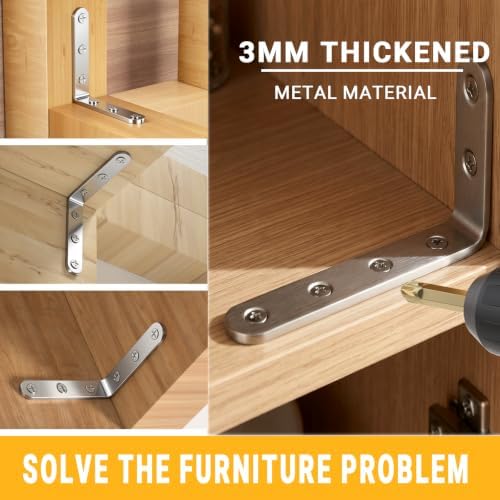 25Pcs Stainless Steel Angle Brackets 3”x 5” Heavy Duty Corner Brackets