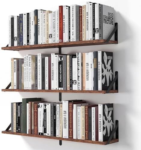 Heimlove Floating Shelves for Wall, 32 Inch Long Wood Floating Shelves Set of 3, Wall Mounted Hanging Shelf for Bathroom