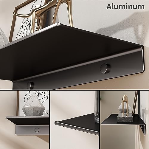 Danpoo 8 inch Small Floating Shelf for Wall Organizer & Storage, Mini Display Shelf, Metal Wall Shelf for Bathroom, Livi