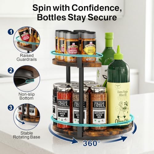 iSPECLE Lazy Susan Spice Rack - 10.2" Lazy Susan Turntable Easy Find Spice