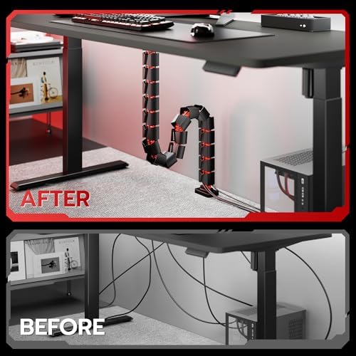 ARES WING Under Desk Cable Management Spine, Screw On Vertebrae Cable Management for Standing Desk, Length Adjustable Co