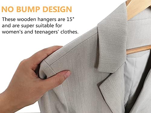 Amber Home 20 Pack 15" Natural Wooden Clothes Hangers for Woman