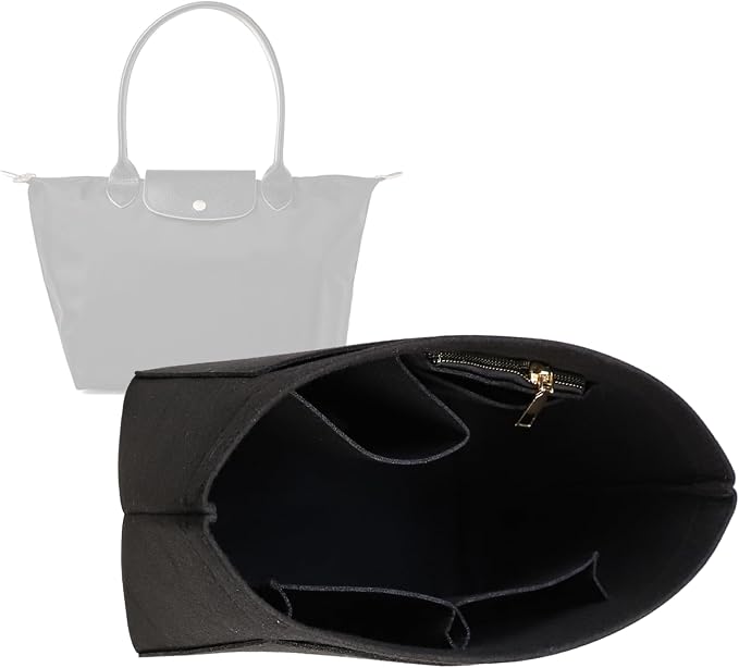 Lckaey Purse Organizer Insert for Le Pliage Handbags Insert Organizer- Felt Organizer 1012black2-M