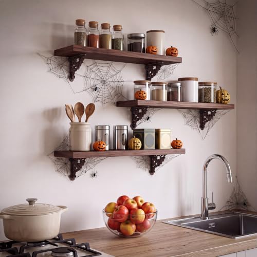 Blulu 4 Pack Gothic Shelf Brackets,Decorative Bat Cast Iron Brackets
