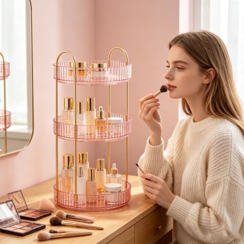 Rotating Makeup Organizer Countertop, Bathroom Lazy Susan Tray Stand